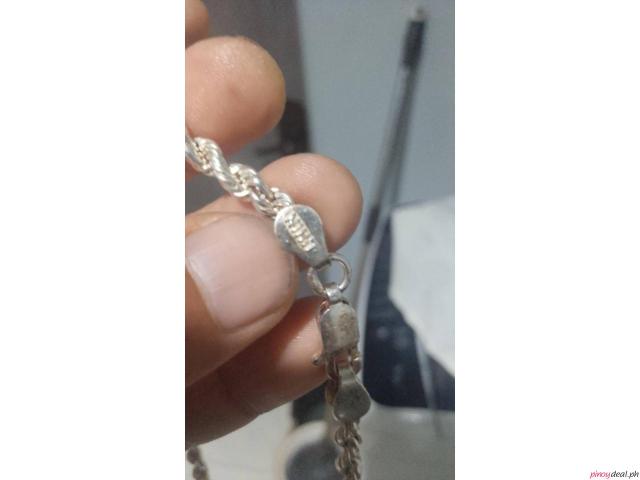 Silver Rope Chain Necklace Men's