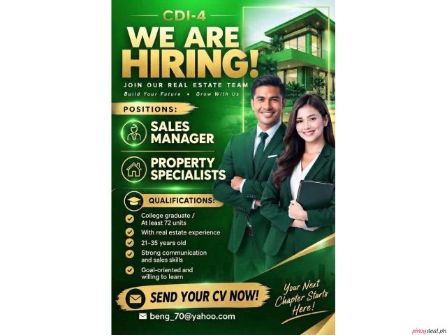 Hiring for Sales Manager and agent