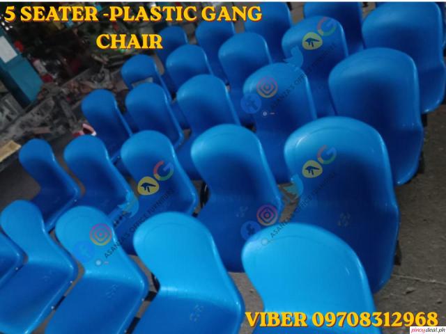 5 seater blue gang chair - 2