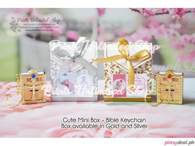 COD Bible Keychain Gold Silver Box Souvenirs Giveaways Baptism Christening Birthday Party Baby Kids